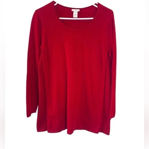 PETITE SMALL J Jill true Red Scoop Neck
Lightweight Ribbed Sides Sweater - Picture 12 of 16